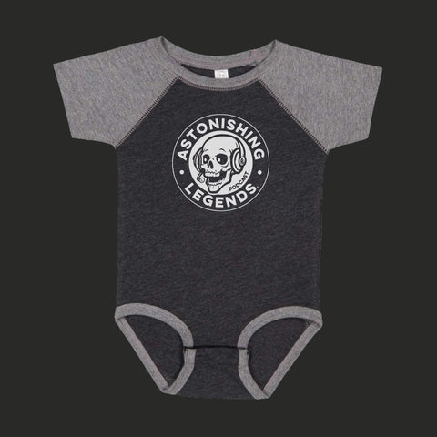 ASTONISHING LEGENDS LOGO_ BASEBALL BABY ONESIE